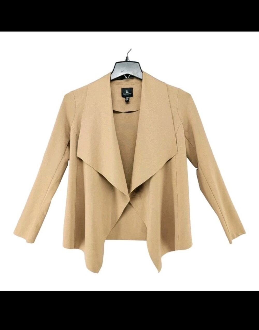 NWOT Jules & Leopold Medium Jacket Cardigan Tan Beige Shawl Collar Stretch M